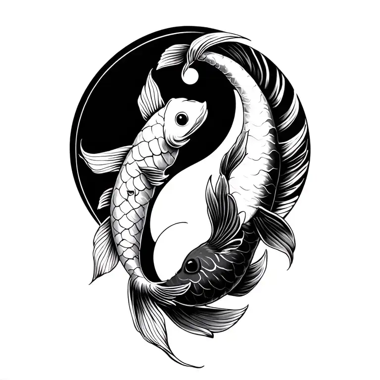 Black And White Koi Fish Yin Yang