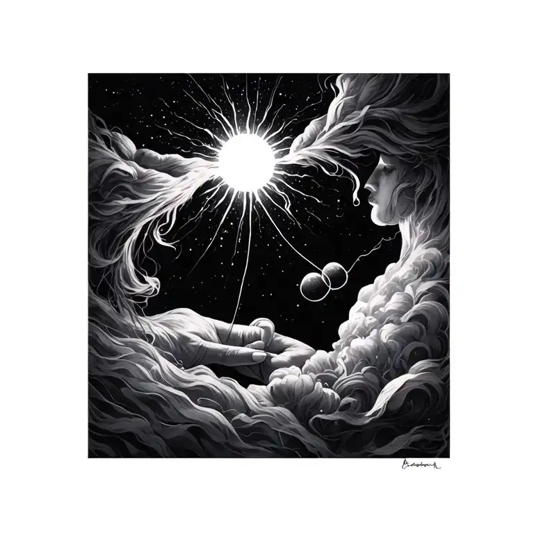 The Night Is Connected By A Line With The Light Or The Sun