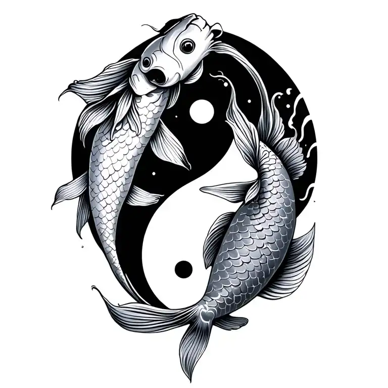 Simple Feminine Koi Fish In A Yin Yang Design