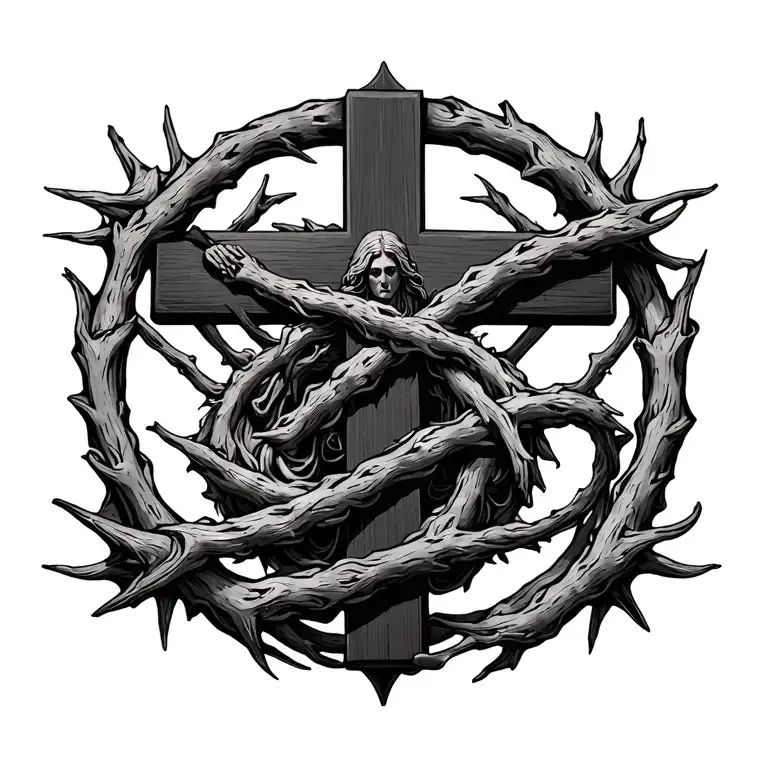 Thorn And A Crucifix Intertwined