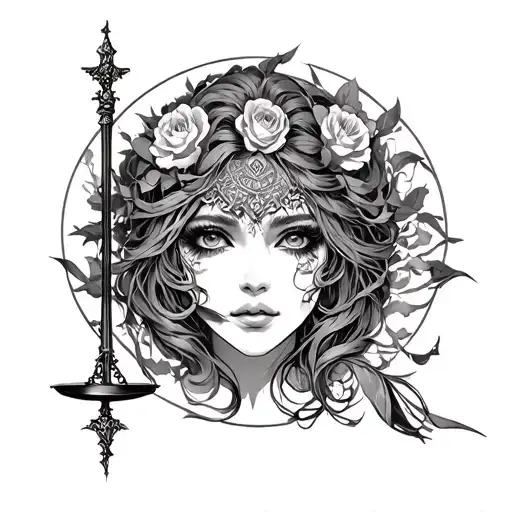 Make Shikimori Hold A Gothic Style Libra Scale