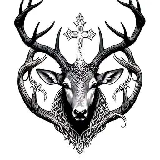 Deer Horns With A Cross Intertwined
