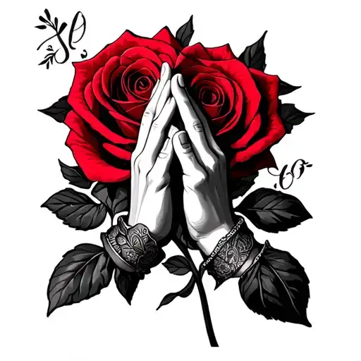 Forearm Sleeve Pray Hands And Rose