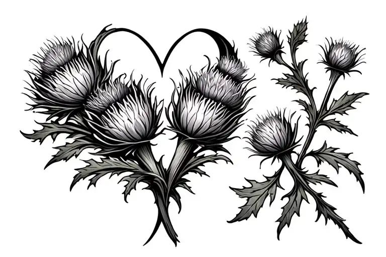 Open Heart Shape With Scottish Thistle Intertwined