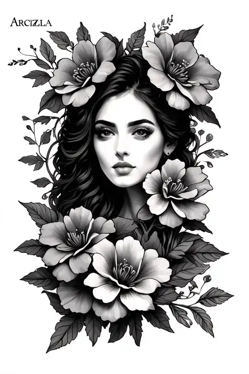 The Name Arcizela With Gerba Flowers