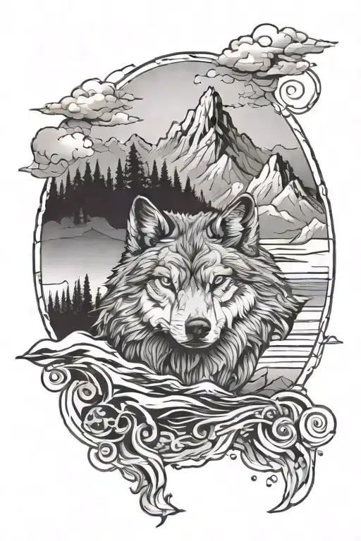 Wolf By Water And Mountains Incorporate God