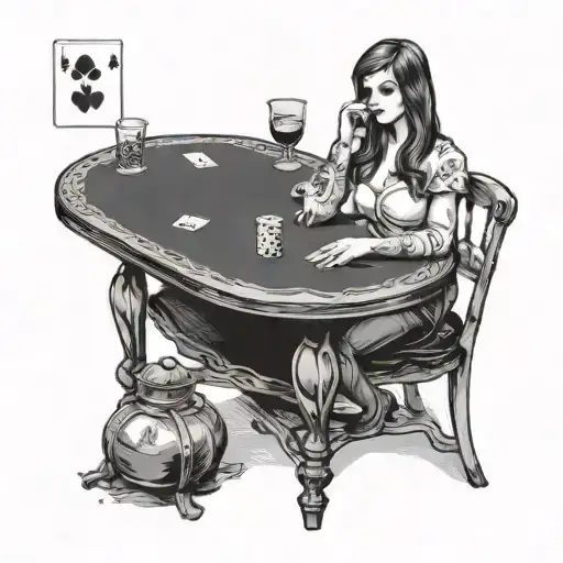 Female Dealer Playing Blackjack Hand On A Table
