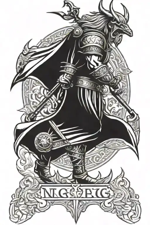 Norse And Viking Mythology Fine Line Tattoo Design