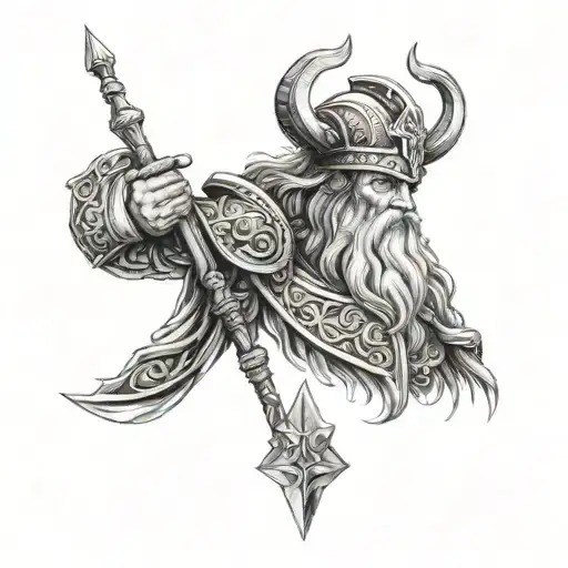 Get A Sketch Style God Odin Tattoo On The Outside Of Your Bicep
