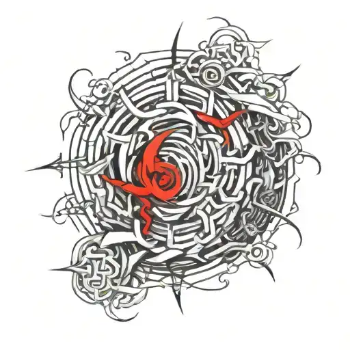 Red Thread Passing Through Chaos Symbol