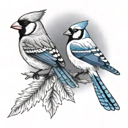Cardinal And Blue Jay