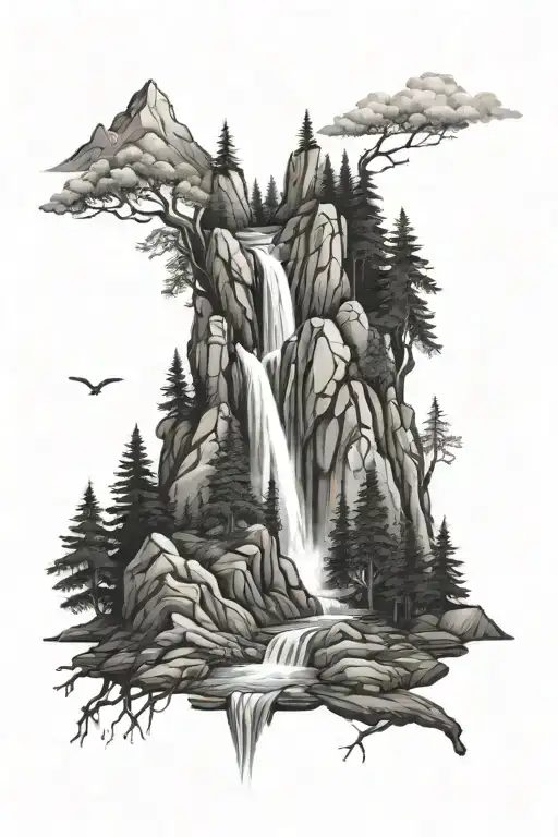 Mountain Waterfall Forest Mountain