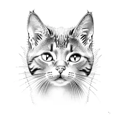 A Black And Grey Tattoo Of A Cat Surrounded By Delicate Fleurs And Mandalas