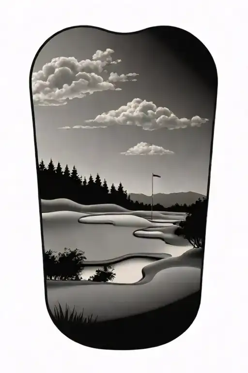 A Tattoo Design Featuring A Golf Course