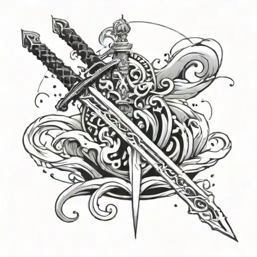 Anime Sword Surrounded By Water Flowing