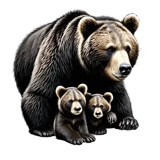Bear With Cubs