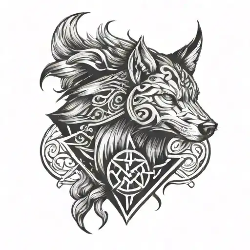 Viking Rune With Wolf