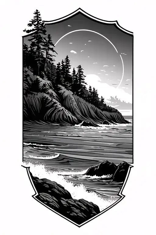 Forarm Tattoo Of Oregon Coast Themed