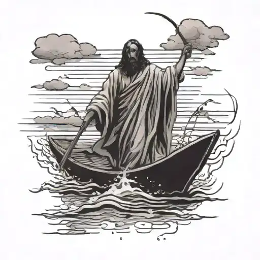 An Eerie Scene Of Jesus Walking On Water With A Horror Twist
