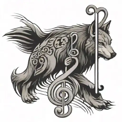 Wolf With Treble And Bass Clef Together