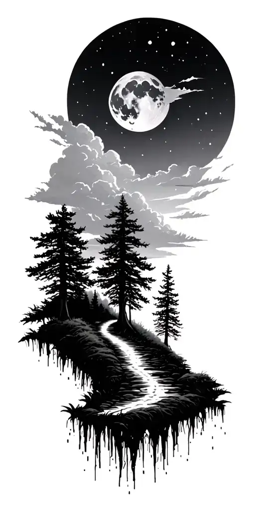 Limbo Road Through The Forest Hause Sky Moon