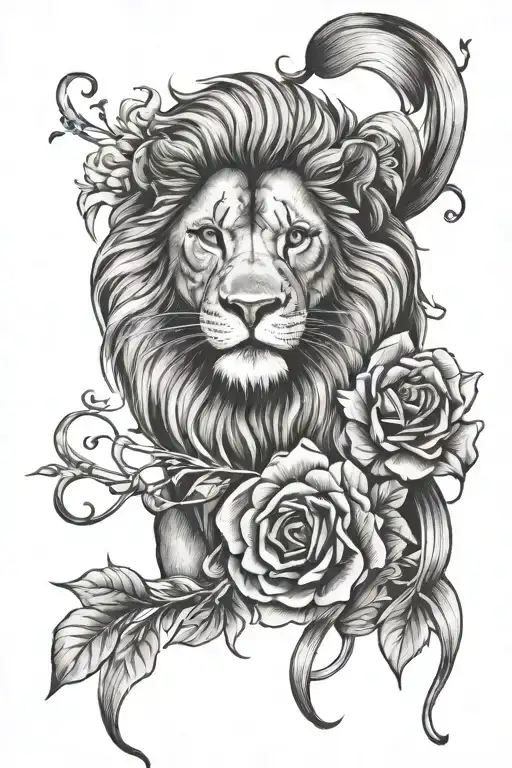 Lion And Bow With Flower