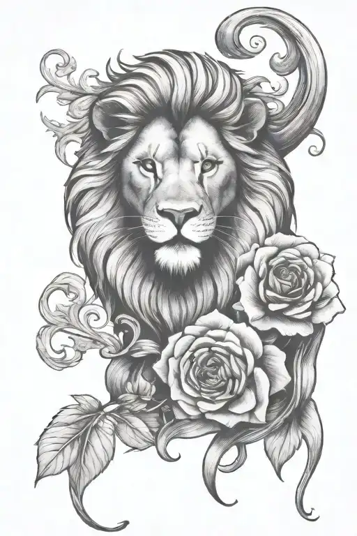 Lion And Sagittaire With Flower