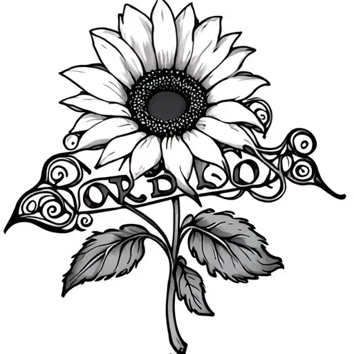 Filigree With Sunflower Intertwined With Name Linda
