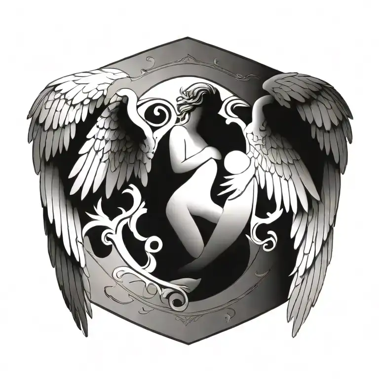 A Design Of Angel Wings Spread And Space In The Middle