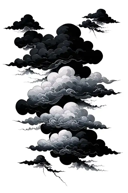 Japanese Clouds Black