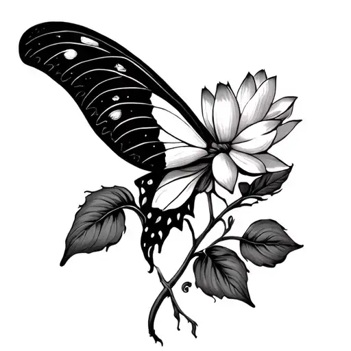 Moon Moth With Lotusflower