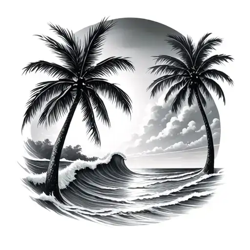 Wave Palm Tree Beach