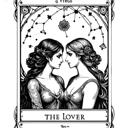 The Lover Tarot Card With Gemini And Virgo Constellation