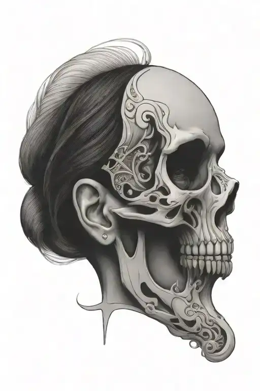 Woman With Half Skull Face