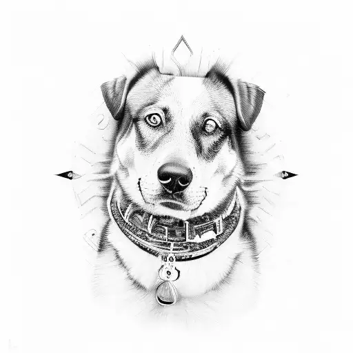 An Intricately Detailed Black And Grey Portrait Of A Loyal Dog