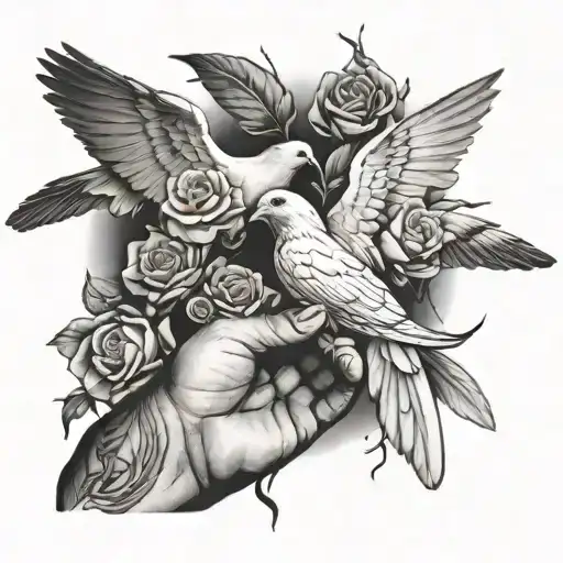 Creation Of Adam Hands Rose Dove