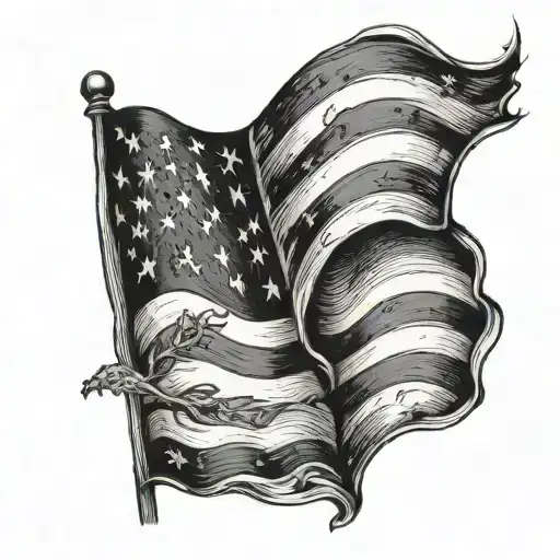 Black And Gray American Flag