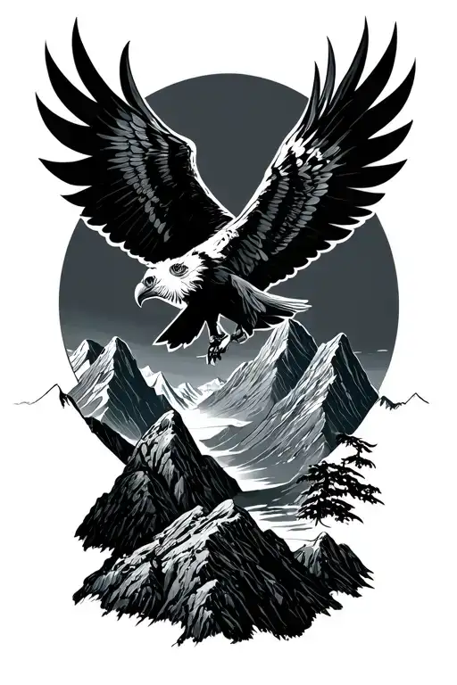 Winged Condor Over Mountains