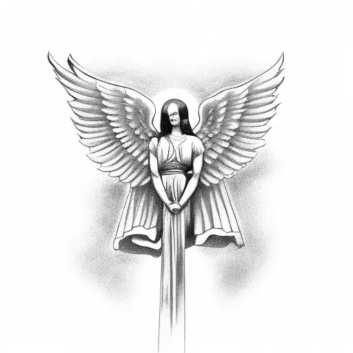 Female Angel On A Cross