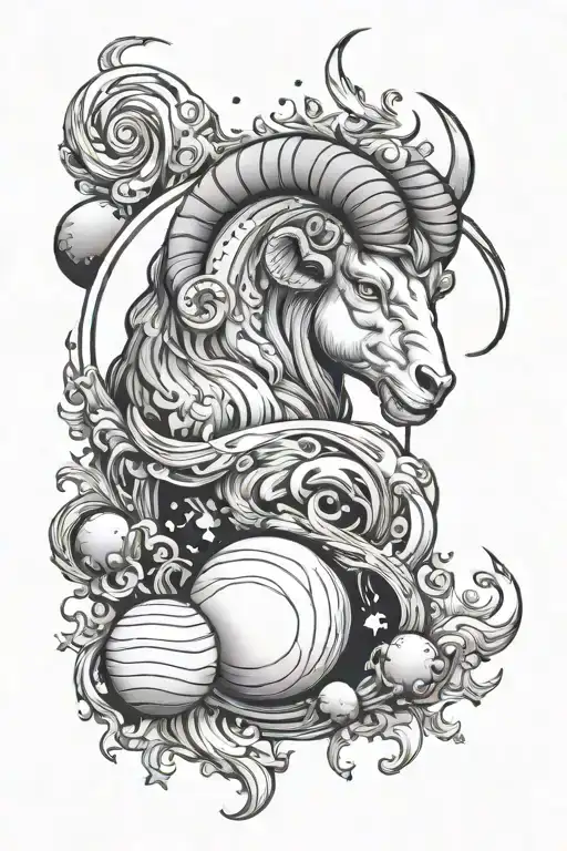 Fire Sign Aries And The Universe With Planets