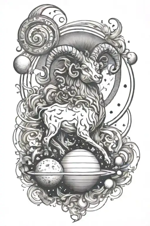 Fire Sign Aries And The Universe With Planets