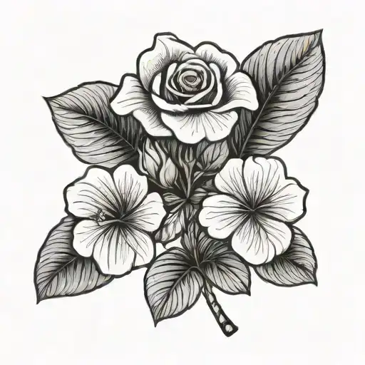 Small Rose And Four Leaf Clover