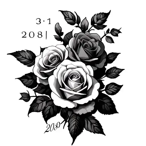 Roses And Clouds In The Back Ground With Roman Numbers 01 31 2008