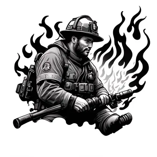 Firefighter Battling Flames