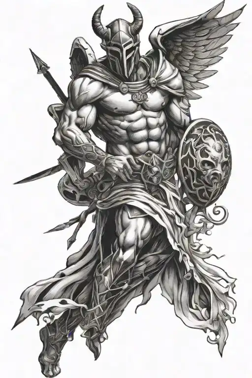 A Devil In A Spartan Warrior's Body Killing An Angel