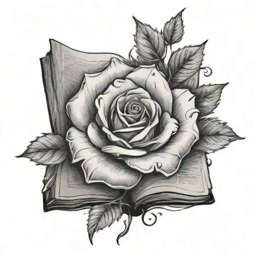 Book With A Crystal Rose Growing Out Of It