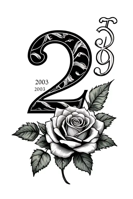 Number 2003 With Money Roses