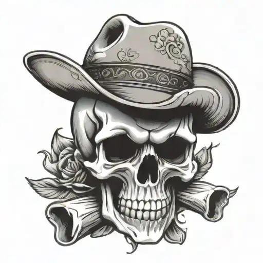 Skull With A Cowboy Hat And Bandana
