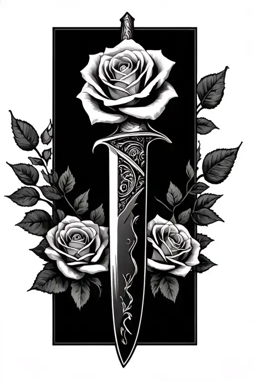 Knife And Rose Surrounded