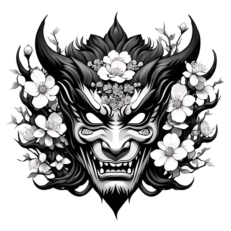 Oni Mask Cherry Blossom Tree